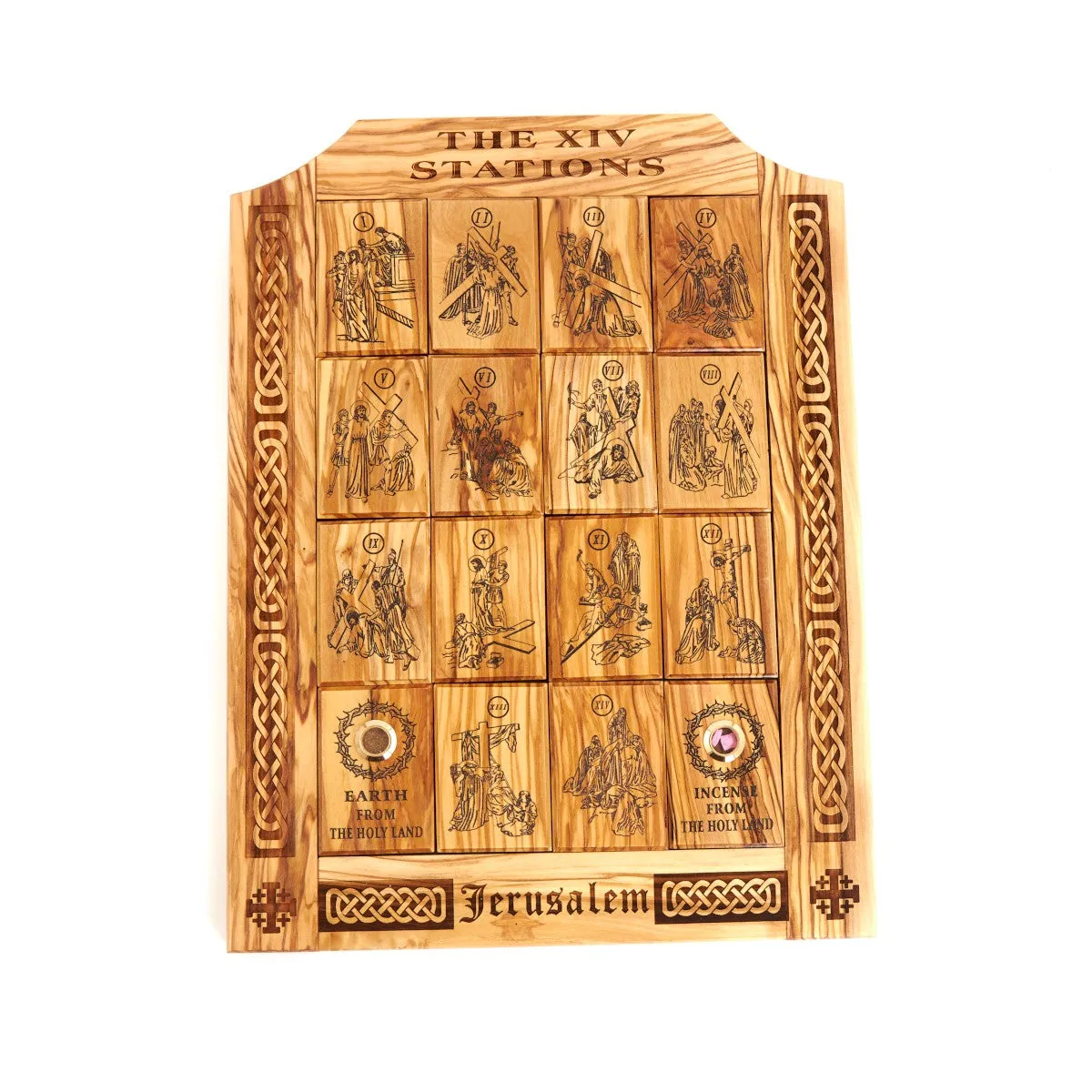 14 Stations of the Cross, 16.3" Olive Wood Plaque
