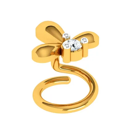 14KT Stone Studded Dazzling Gold Nose Pin