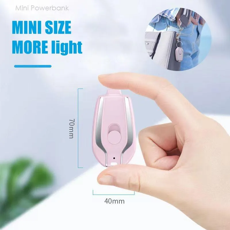 1500MAH Mini Keychains Power Bank Emergency Phone Charger Type-c Camping Outdoor