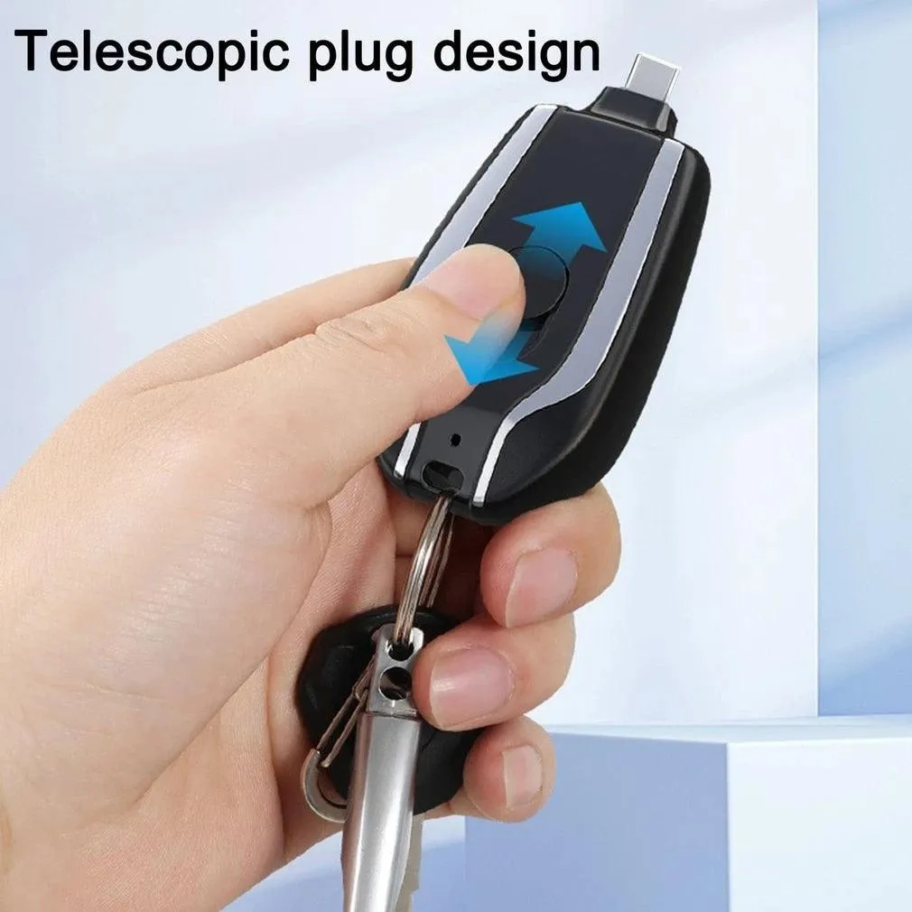 1500MAH Mini Keychains Power Bank Emergency Phone Charger Type-c Camping Outdoor