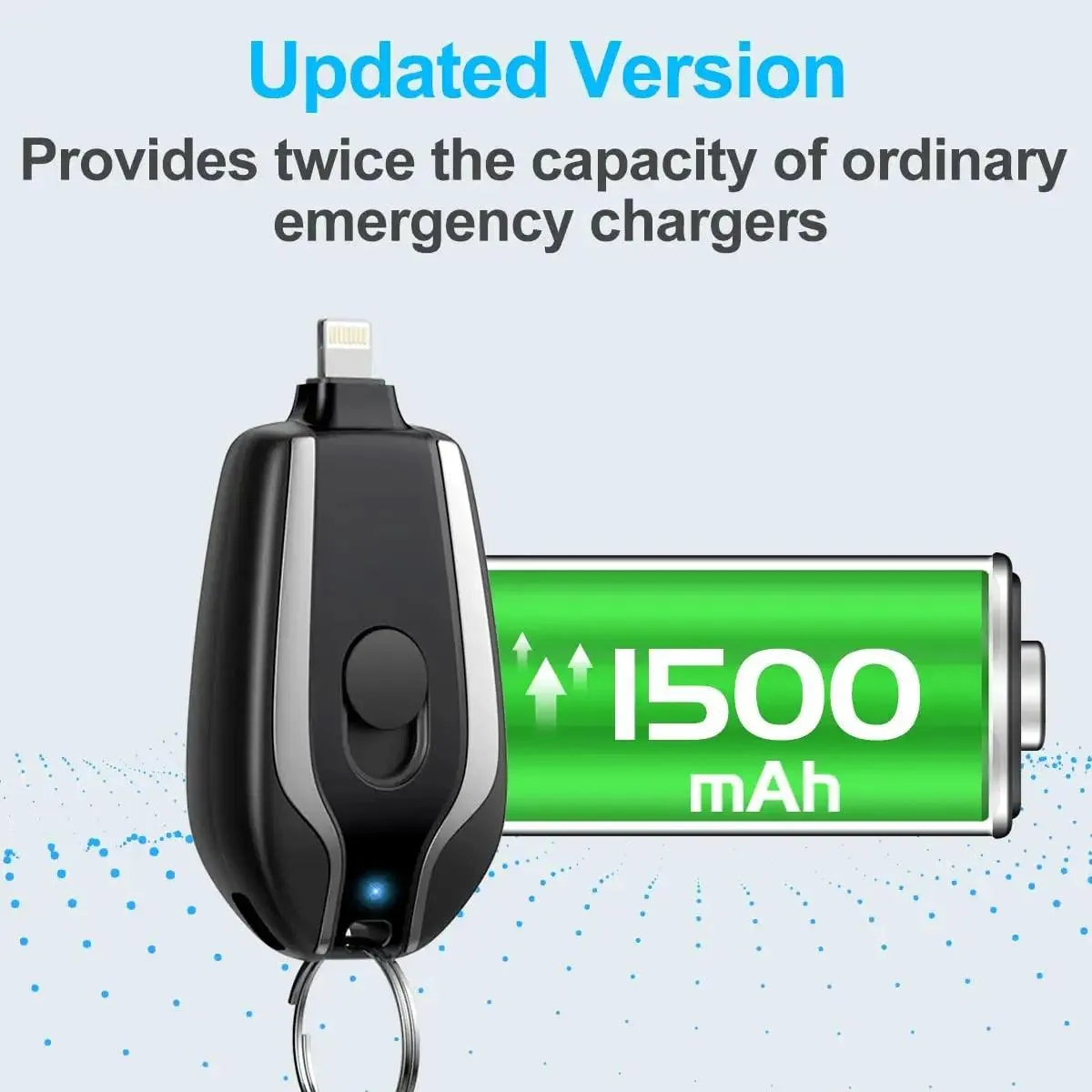 1500MAH Mini Keychains Power Bank Emergency Phone Charger Type-c Camping Outdoor