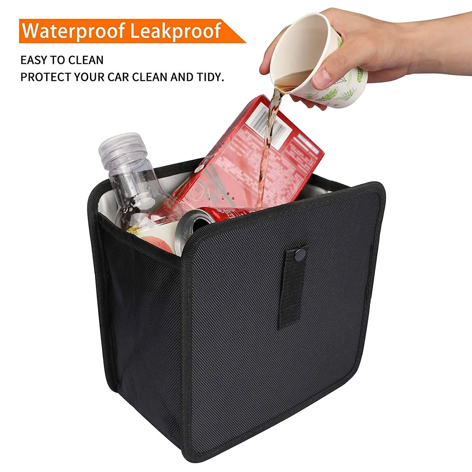 1.85 Gallon Hanging Car Trash Can Waterproof Litter Garbage Bag Organizer