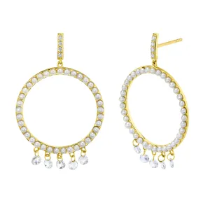 18K Gold Pearl and Diamond Earrings