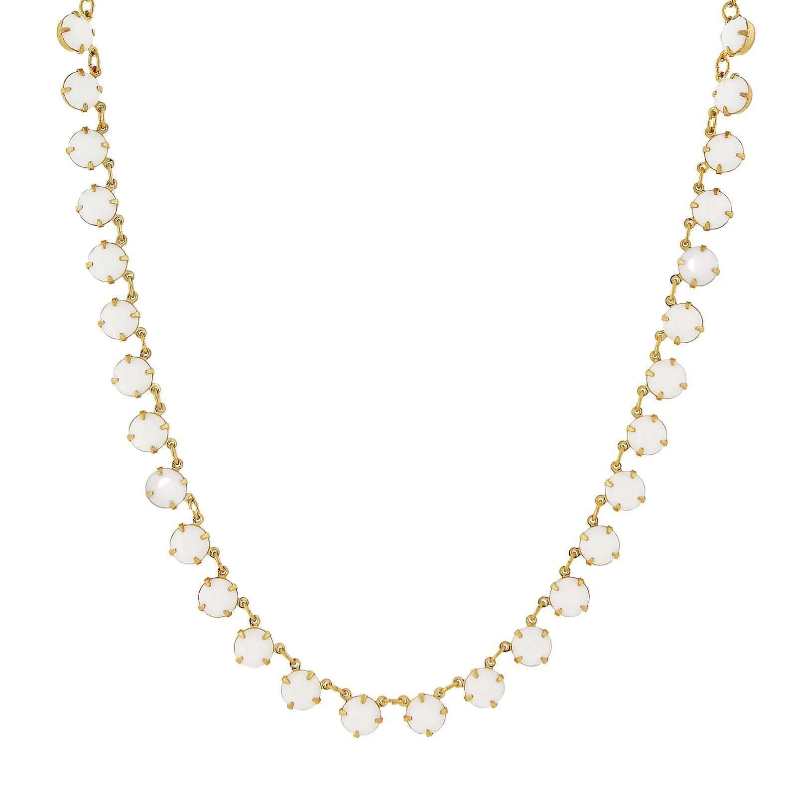 1928 Jewelry Round White Austrian Crystal Collar Necklace 16"   3" Extender