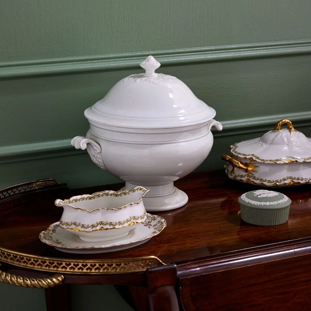19th Century French Blue-Rimmed Tureen