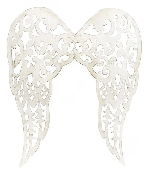 24" Filigree Angel Wings: Antique Cream