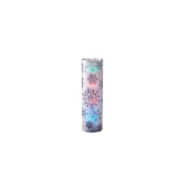 24" Pre-Lit Black and White Snowflakes Color Changing LED Christmas Lantern