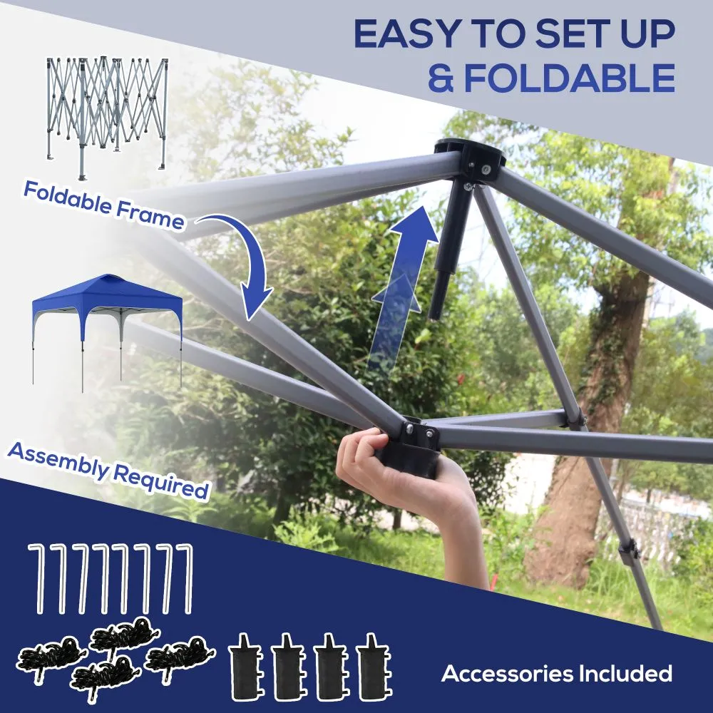 3 x 3m Pop Up Gazebo, Foldable Carry Bag 4 Leg Weight Bags Blue