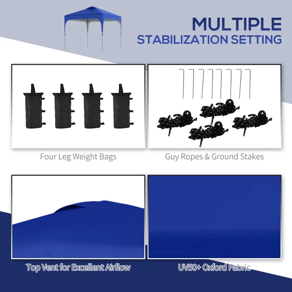 3 x 3m Pop Up Gazebo, Foldable Carry Bag 4 Leg Weight Bags Blue
