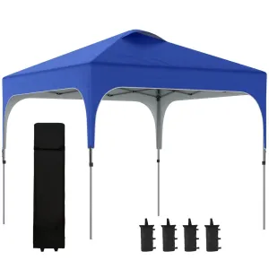 3 x 3m Pop Up Gazebo, Foldable Carry Bag 4 Leg Weight Bags Blue