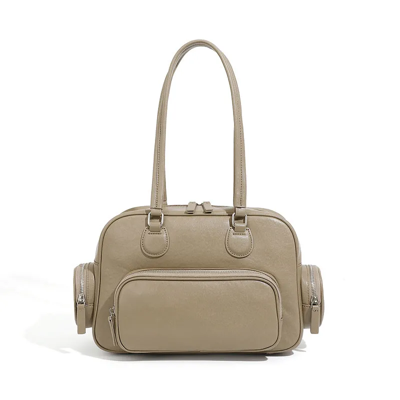31CM Retro Handheld Bowling Bag Female Commuter Shoulder Bag 2960 grey