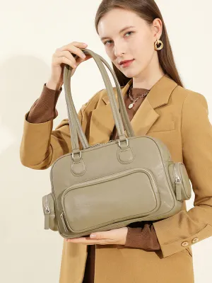 31CM Retro Handheld Bowling Bag Female Commuter Shoulder Bag 2960 grey