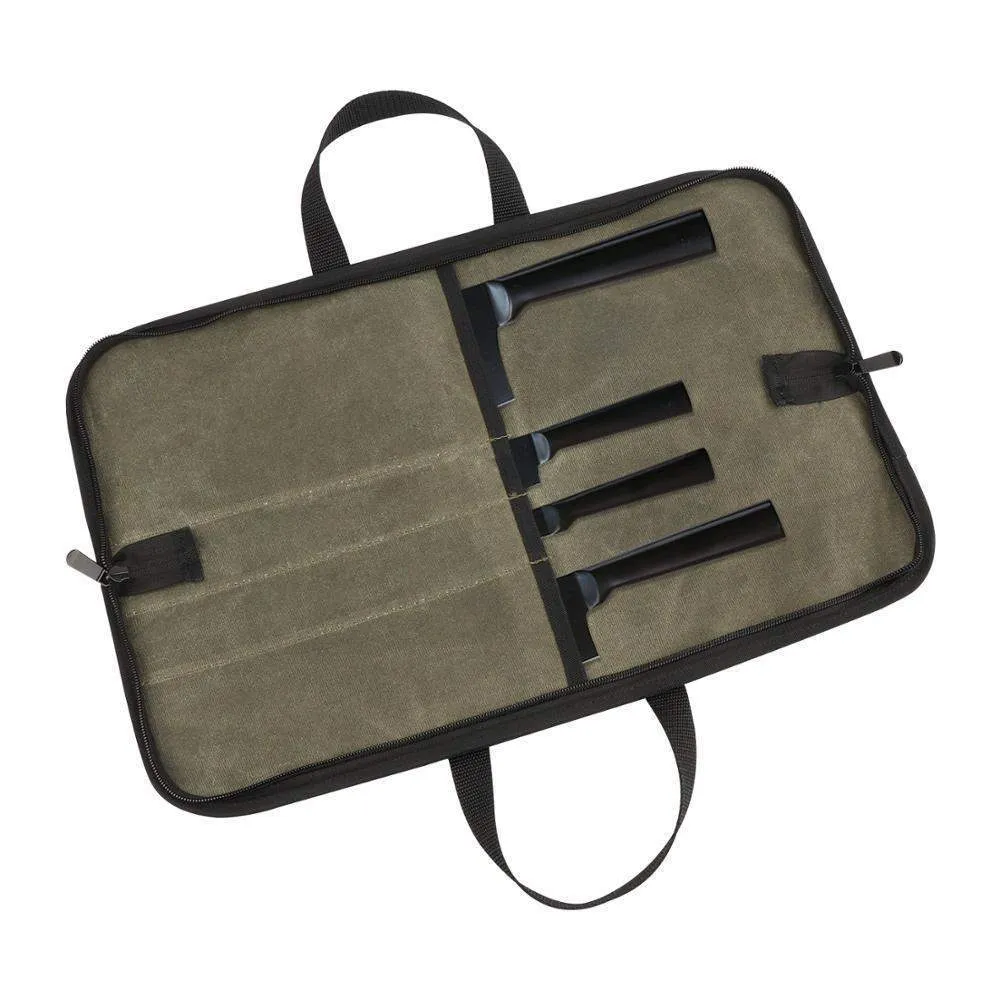 4 Slots Waxed Canvas Chef Knives Roll Bag