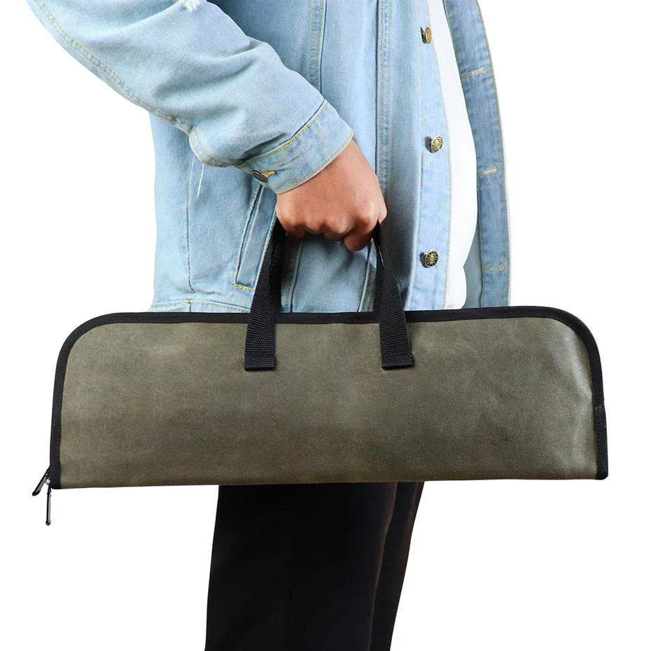 4 Slots Waxed Canvas Chef Knives Roll Bag