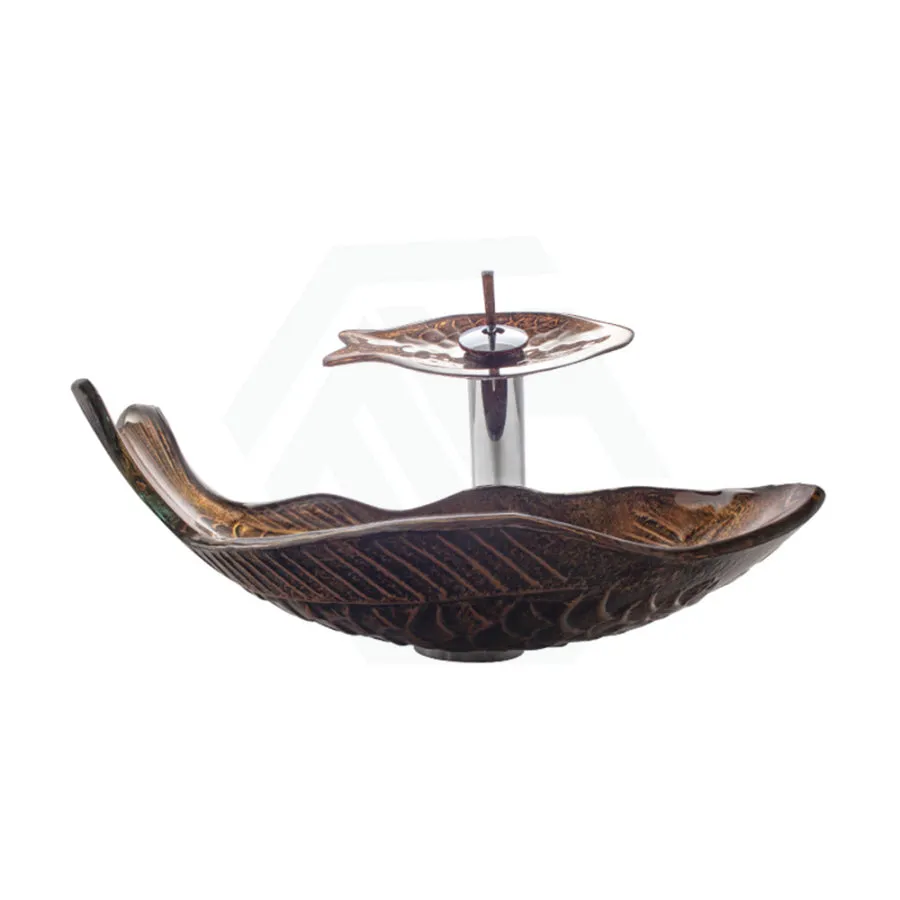 450x350x170mm Above Counter Glass Art Basin Special Fish Shape Bathroom Antique Vintage Wash Basin