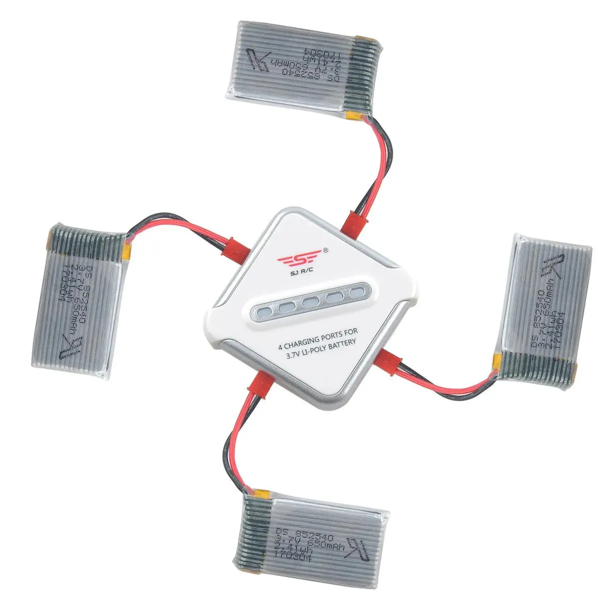 4pcs 650mAh 1S 3.7V 25C Lipo Battery JST Plug and 4 in 1 Multi Battery Charger