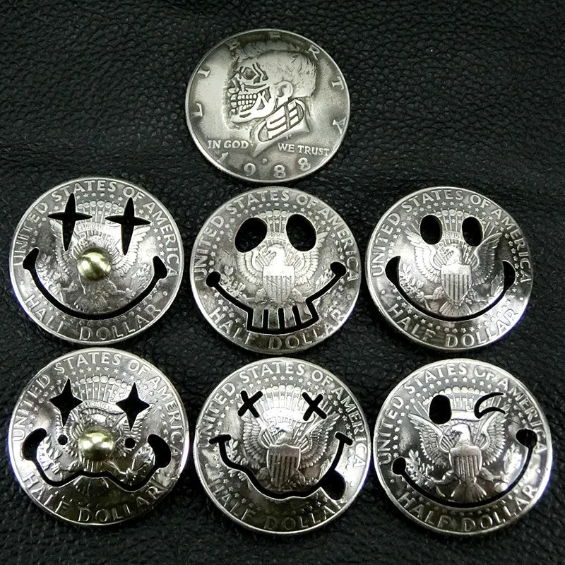 50 Cents Wallet Conchos Coin Joker Cent Conchos Button Conchos Screw Back Decorate Concho Joker Coin Biker Wallet Concho Wallet Conchos