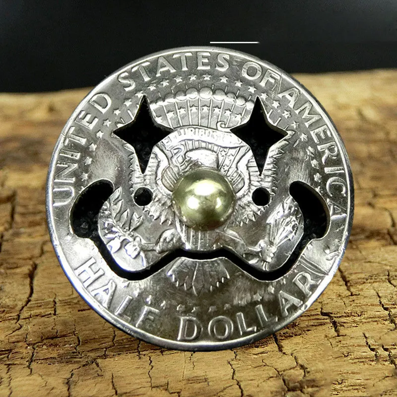 50 Cents Wallet Conchos Coin Joker Cent Conchos Button Conchos Screw Back Decorate Concho Joker Coin Biker Wallet Concho Wallet Conchos
