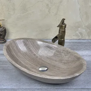 500x350x150mm Above Counter Stone Basin Oval Shape Marble Surface Bathroom Wash Basin Antique Vintage