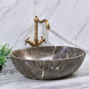 510x380x150mm Above Counter Stone Basin Oval Marble Surface Antique Vintage Bathroom Wash Basin