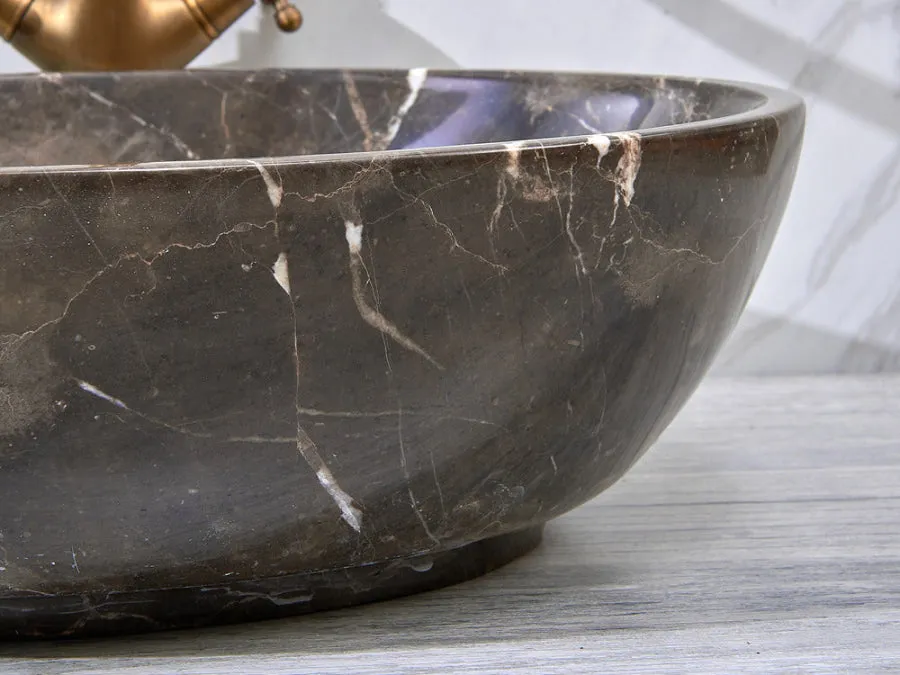 510x380x150mm Above Counter Stone Basin Oval Marble Surface Antique Vintage Bathroom Wash Basin