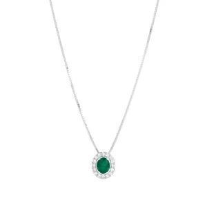 9ct White Gold Diamond And Emerald Pendant Only G928G