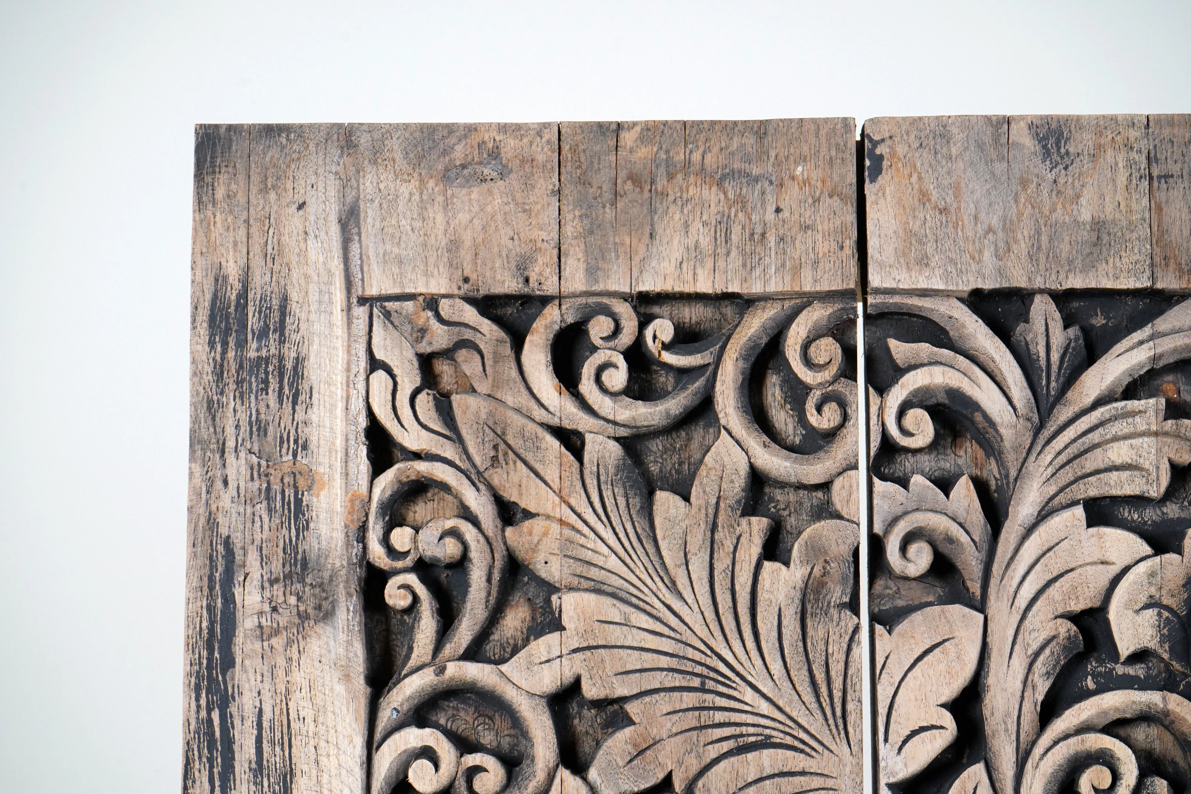 A Carved Teak Wood Lotus Flower Panel 6'x6'
