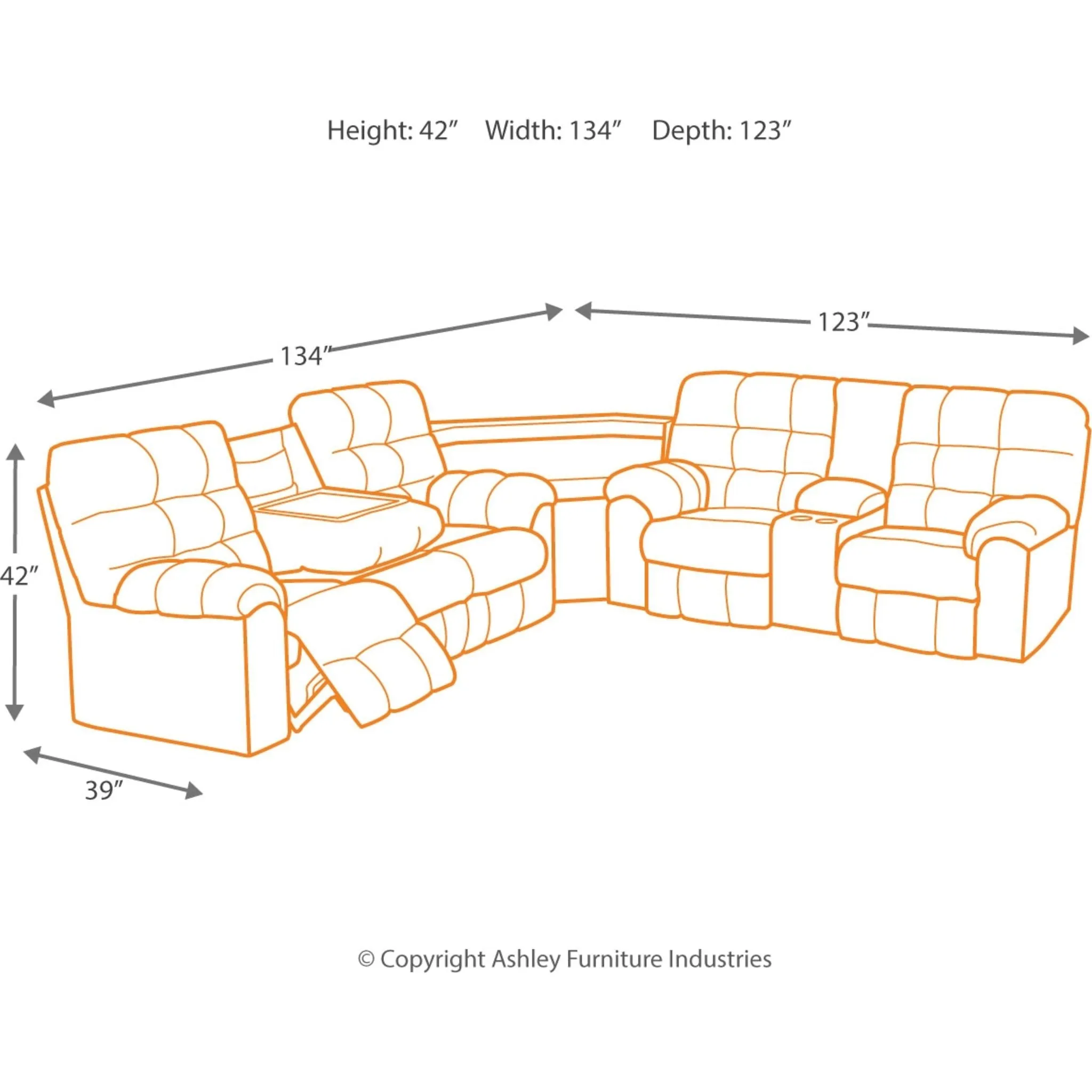 Acieona Dual Reclining Sofa w/Drop Table - Slate
