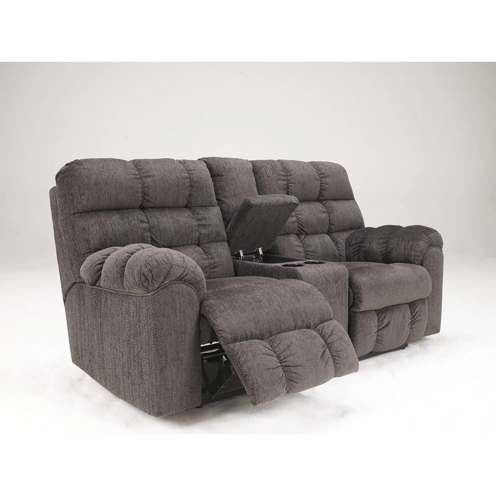 Acieona Reclining Loveseat w/Console - Slate