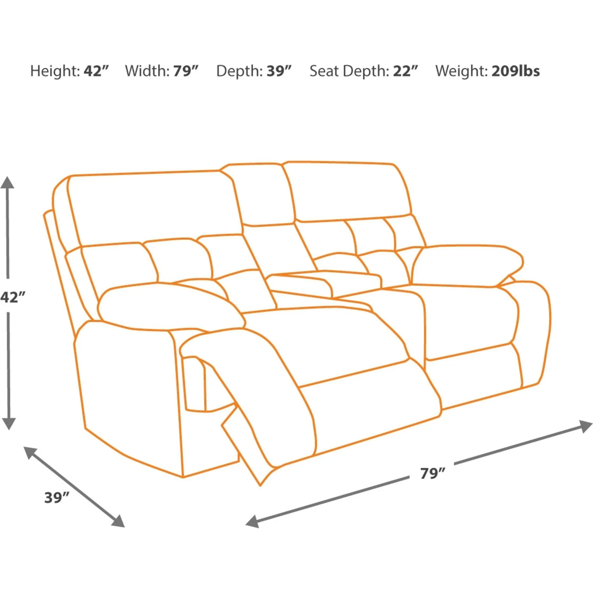 Acieona Reclining Loveseat w/Console - Slate