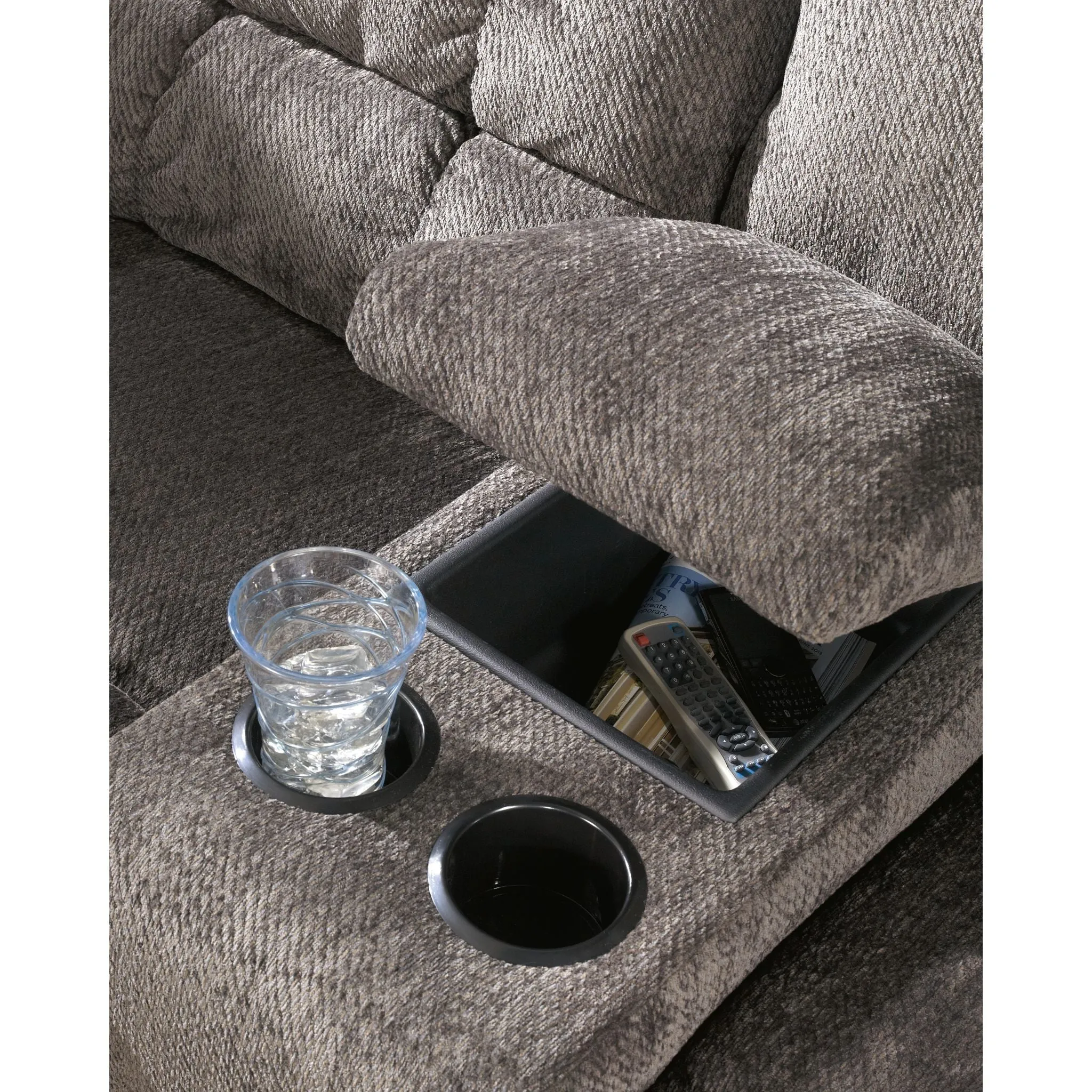 Acieona Reclining Loveseat w/Console - Slate