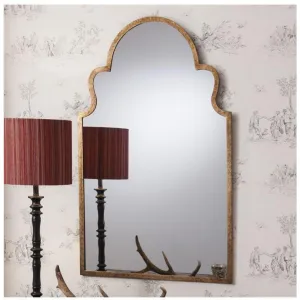 Algiers Antique Gold Curved Metal Framed Wall Mirror