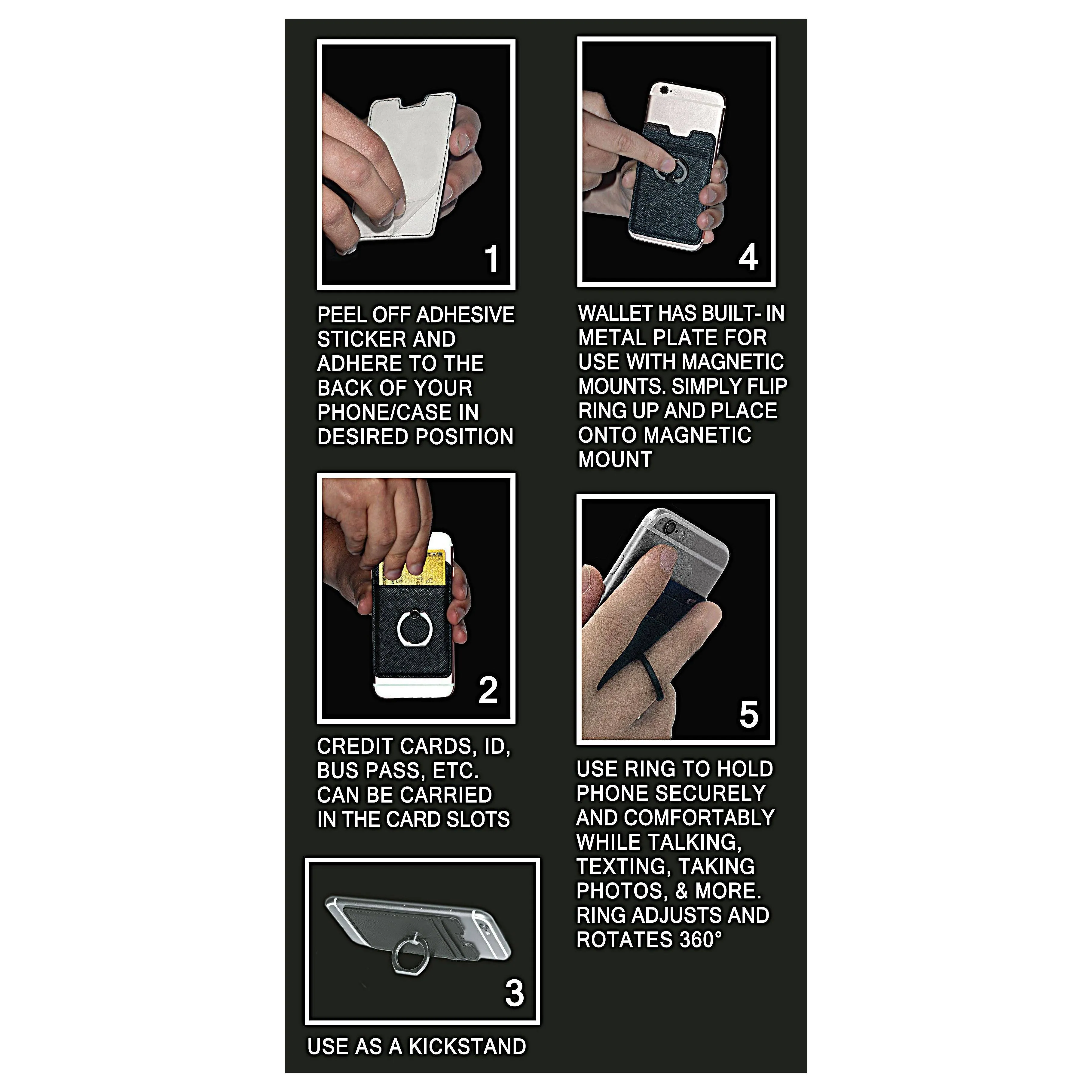 All-in-One Ring Grip Wallet and Magnetic Airvent Mount Combo Pack