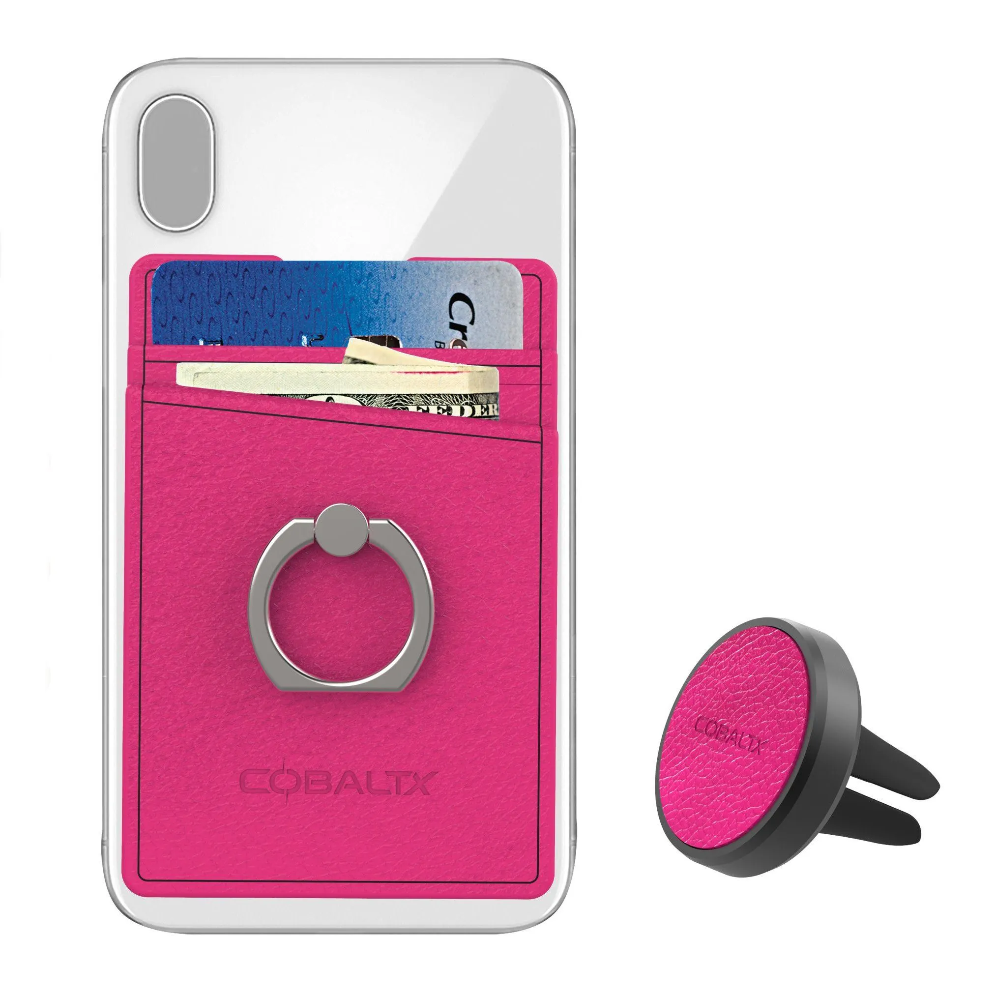 All-in-One Ring Grip Wallet and Magnetic Airvent Mount Combo Pack