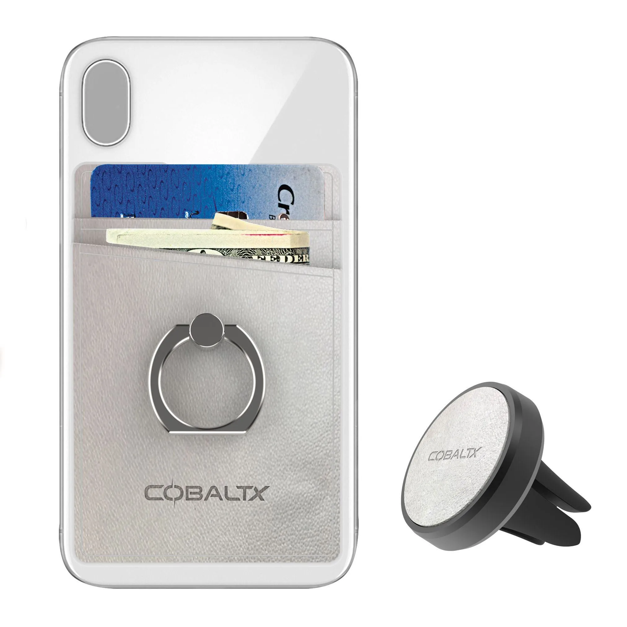 All-in-One Ring Grip Wallet and Magnetic Airvent Mount Combo Pack