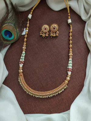 Amazing Design Pearls & Golden Balls Long Necklace Set