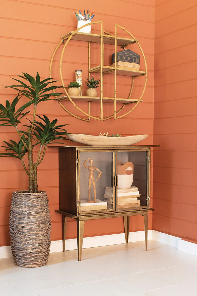 Antique Brass and Glass Two Door Cabinet