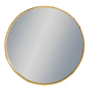 Antique Gold Round Bamboo Wall Mirror