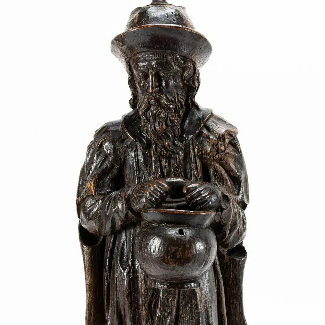 Antique Lamps, Carved Figural, Pair, Continental, Wood Sculpture, Shades, 1800's!