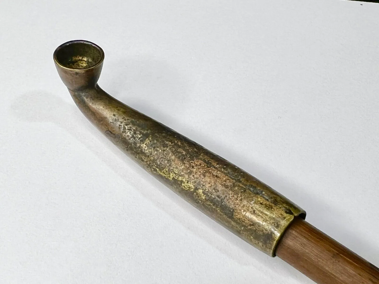 Antique Meiji Era (C1880) Japanese Bronze & Bamboo Signed Kiseru Good Draw 9"