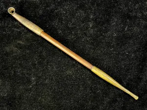 Antique Meiji Era (C1880) Japanese Bronze & Bamboo Signed Kiseru Good Draw 9"