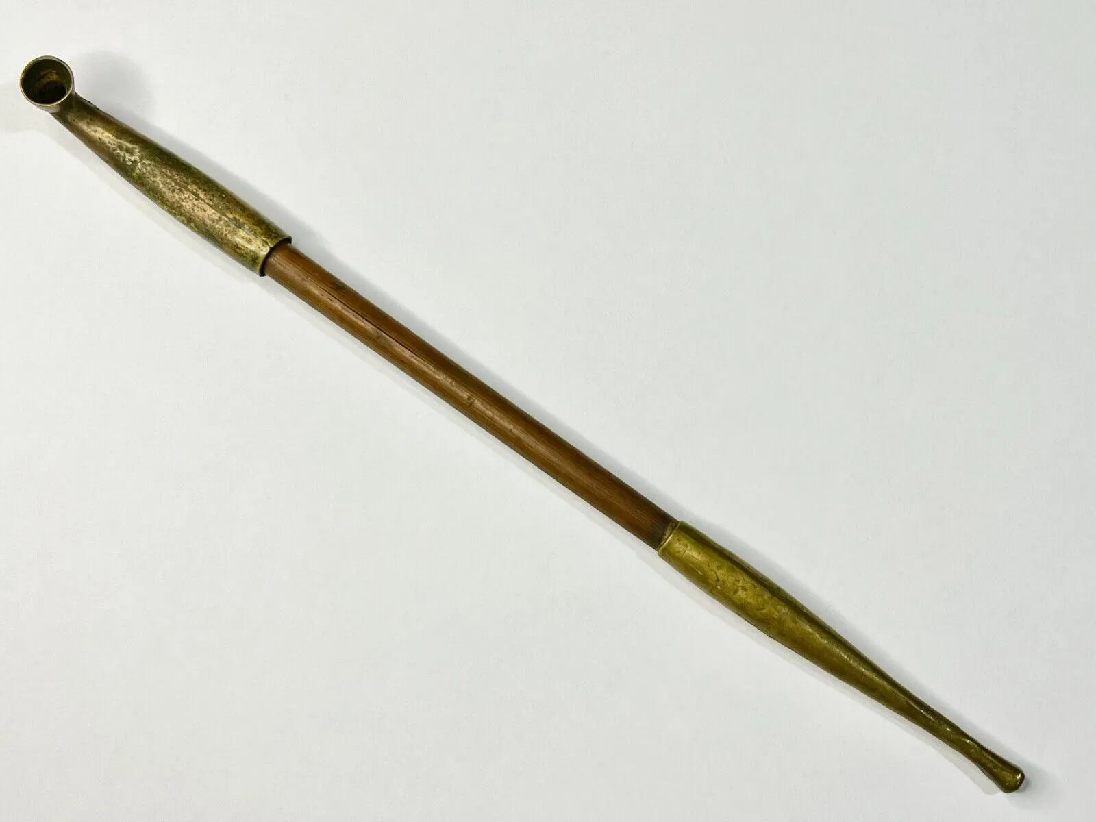 Antique Meiji Era (C1880) Japanese Bronze & Bamboo Signed Kiseru Good Draw 9"