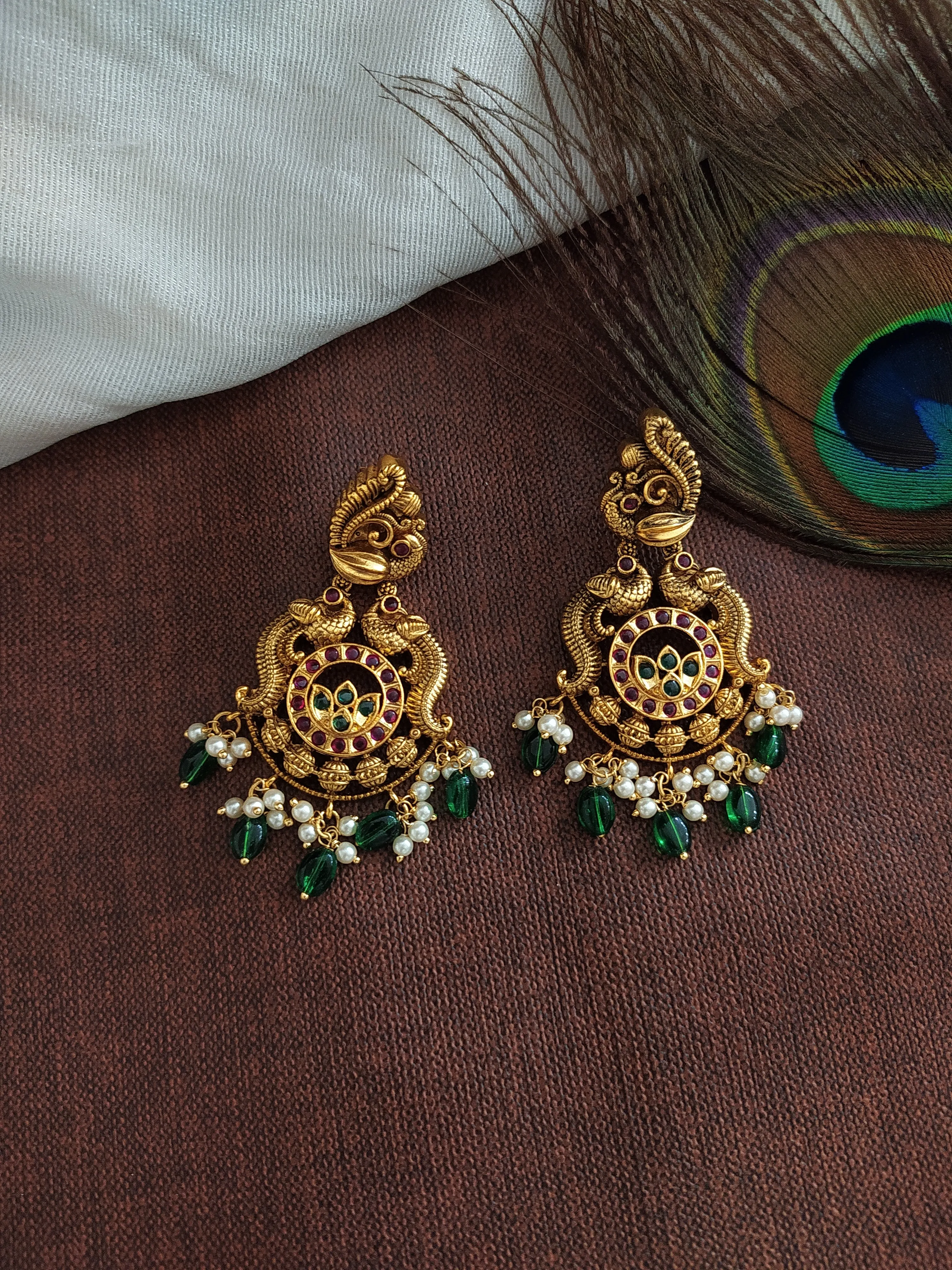 Antique Peacock-Designed Long Haram Set
