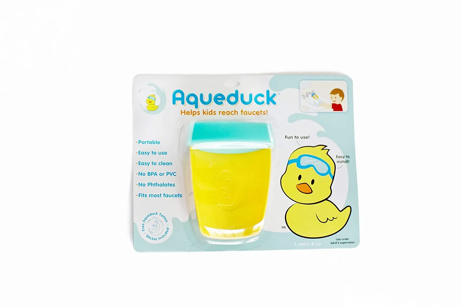 Aquaduck Aqua Hand Washing Spout Faucet Extender - Yellow