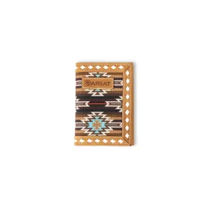 Ariat Men's Southwestern Diamon Lacing Brown Trifold Wallet