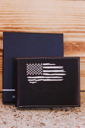 Ariat Passcase Distressed American Flag Bifold Wallet