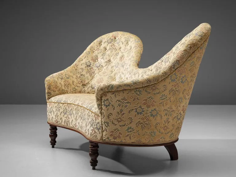 Art Deco Sofa with Floral Upholstery