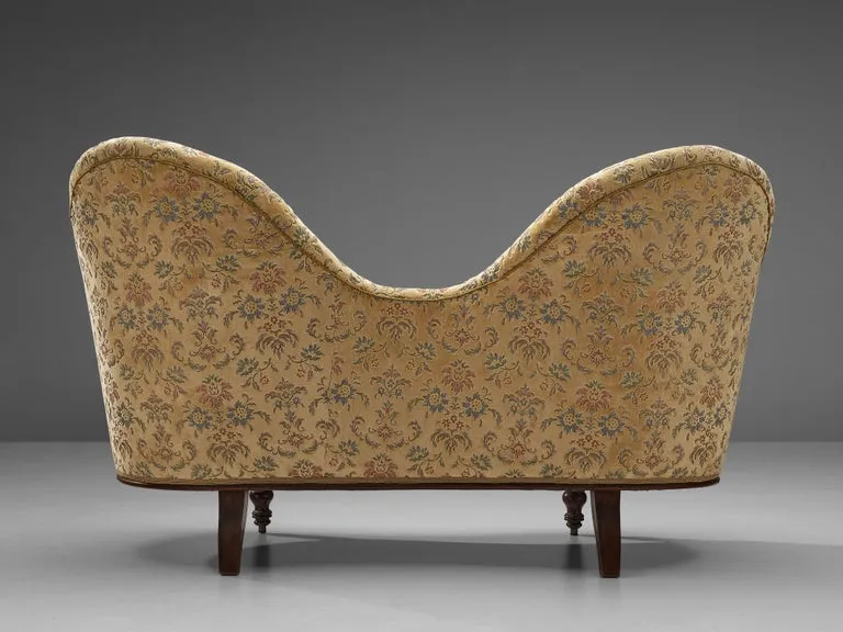 Art Deco Sofa with Floral Upholstery