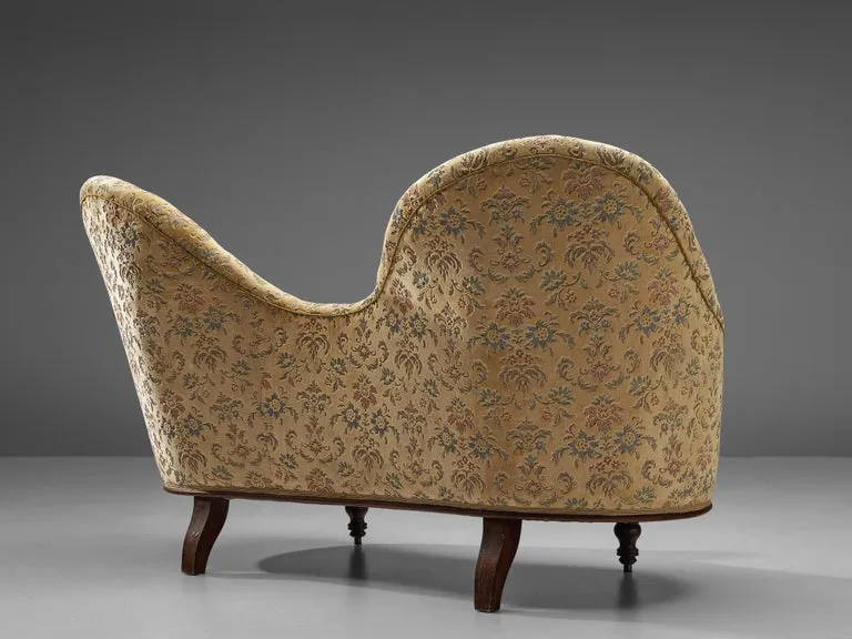 Art Deco Sofa with Floral Upholstery
