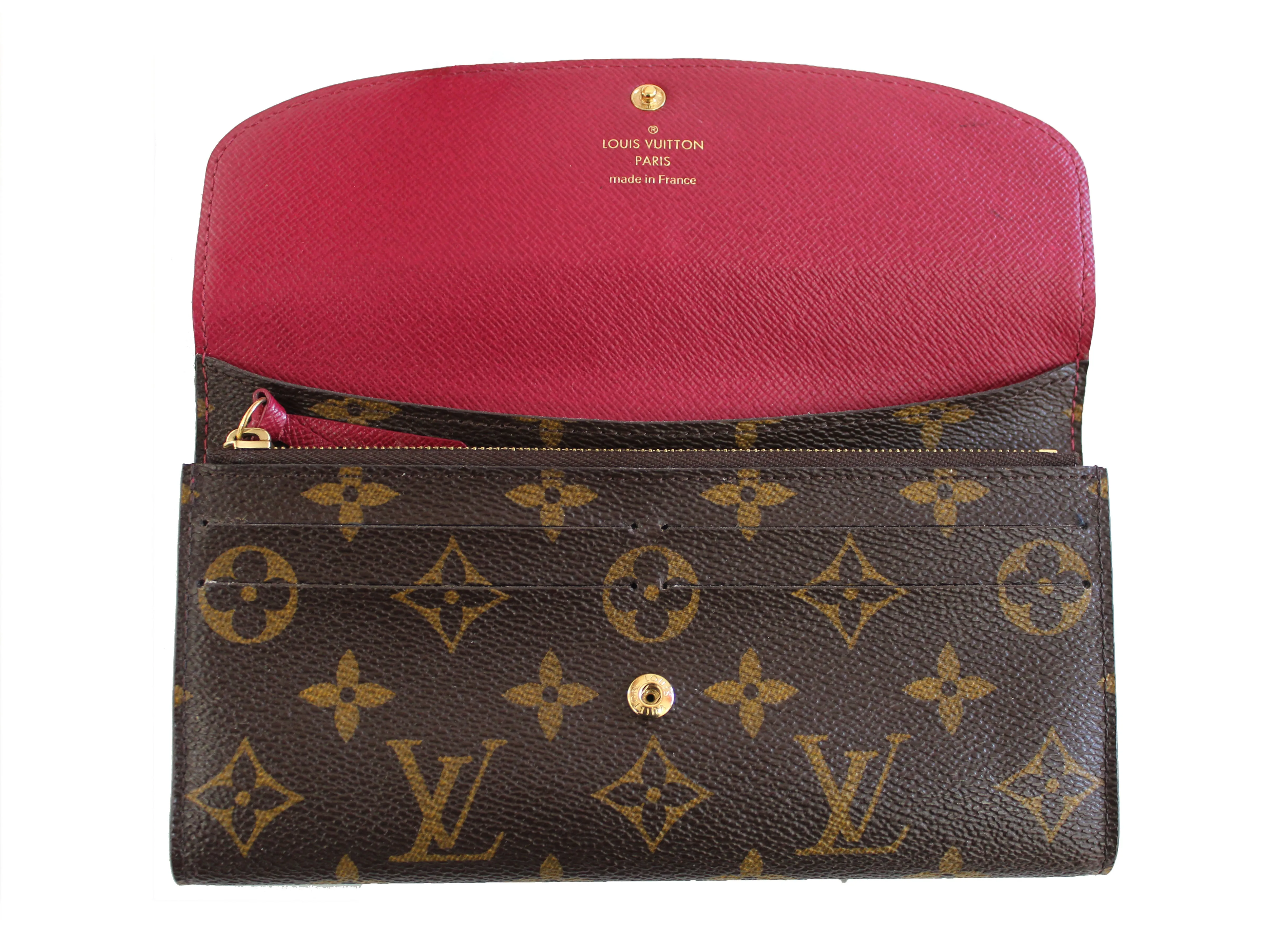 Authentic Louis Vuitton Classic Monogram Canvas Emilie Wallet Fuchsia